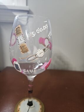 Lolita 5 O'clock Somewhere Painted Wine Glass With Rhinestones And Recipe